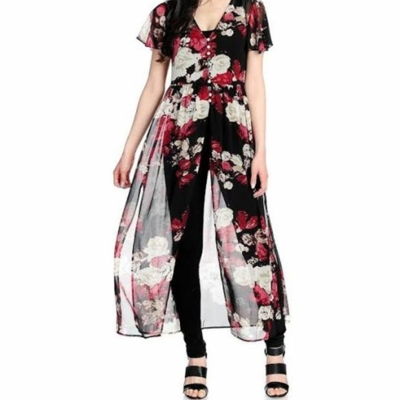 Kate & Mallory Tops - Kate & Mallory Sheer Floral Duster